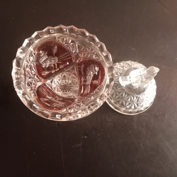 EXQUISITE VTG Hofbauer Germany Cut To Clear Raspberry Crystal Set of 3. - Picture 5 of 8